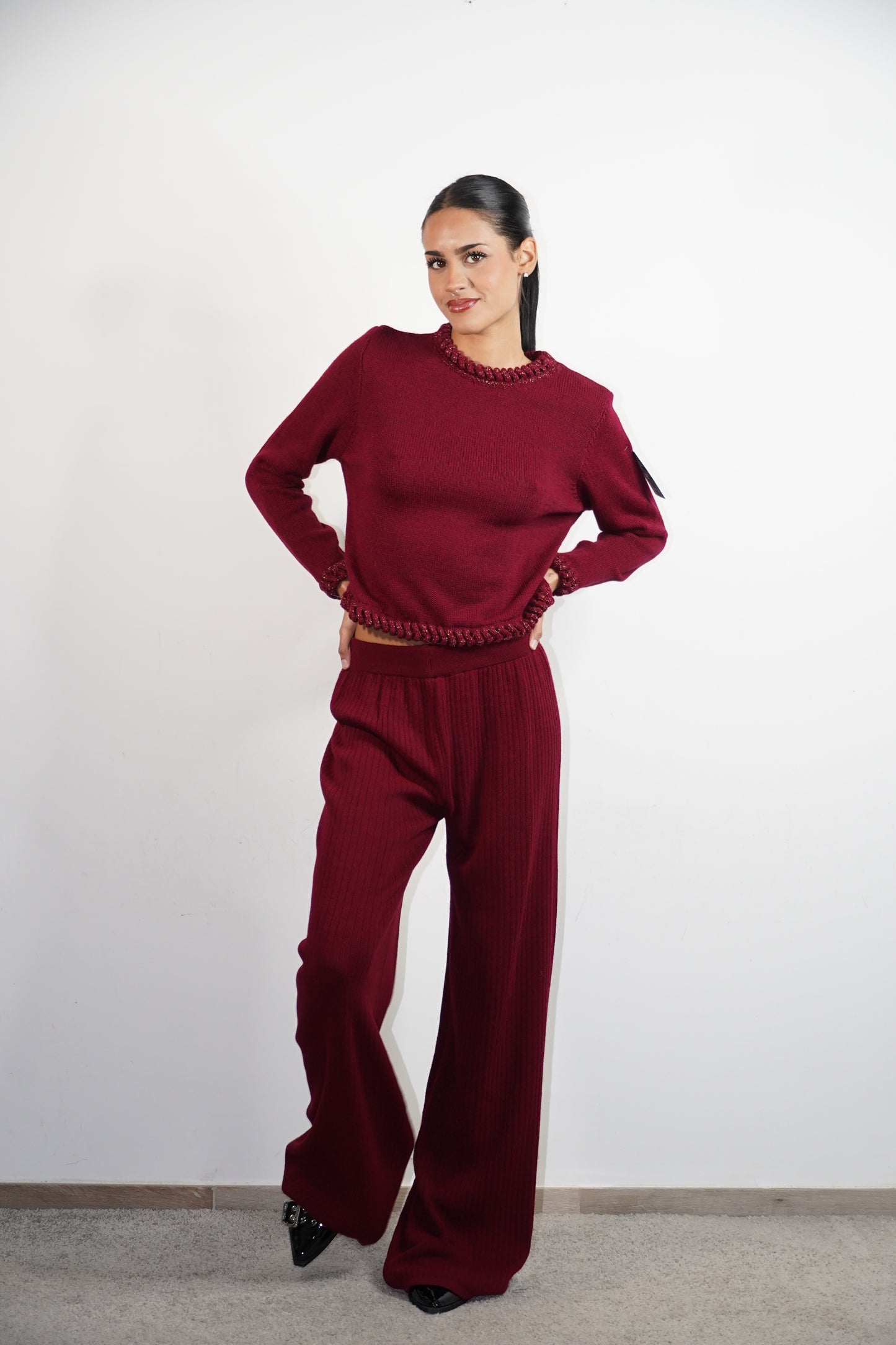 Maglione girocollo trecce