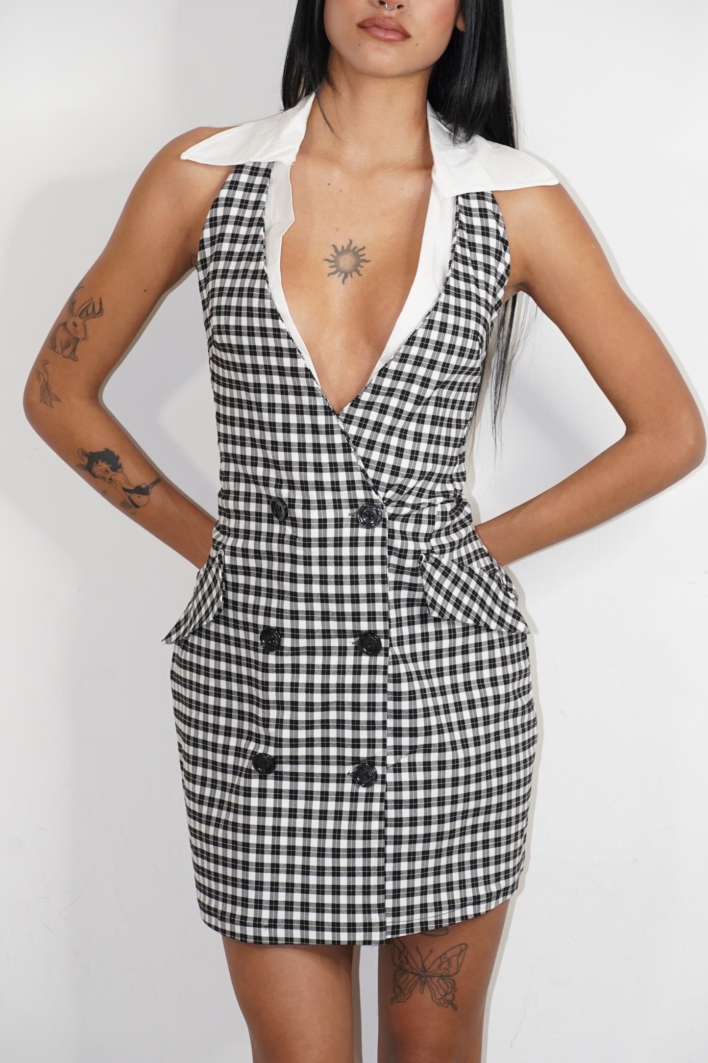 Abito Halter Pied De Poule