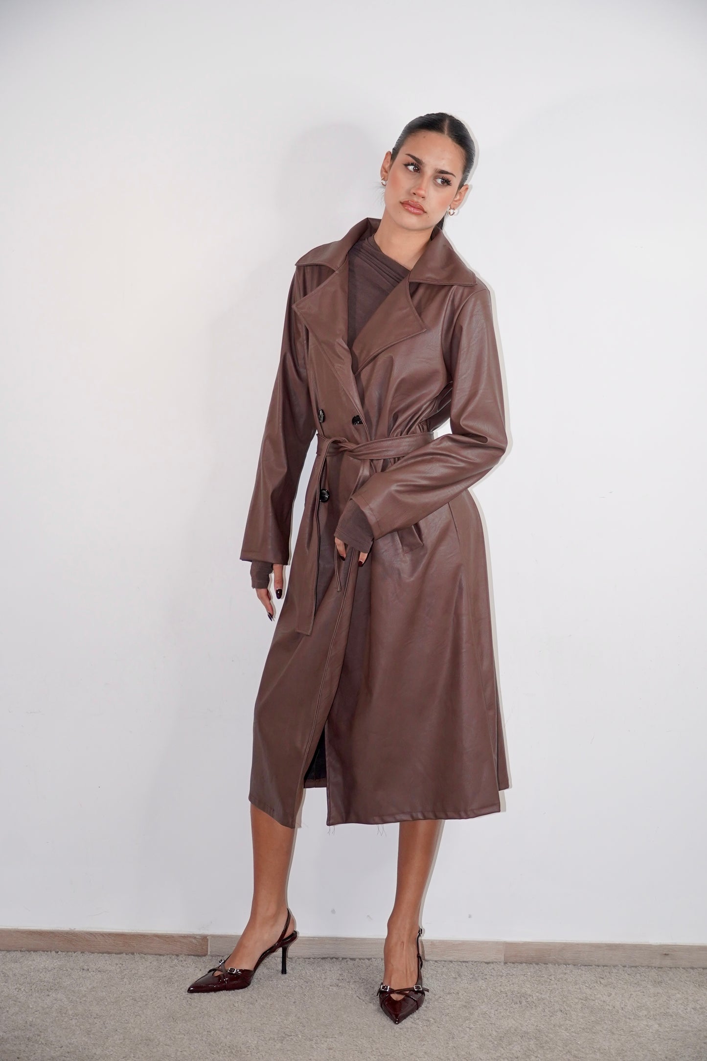 Trench mocha ecopelle