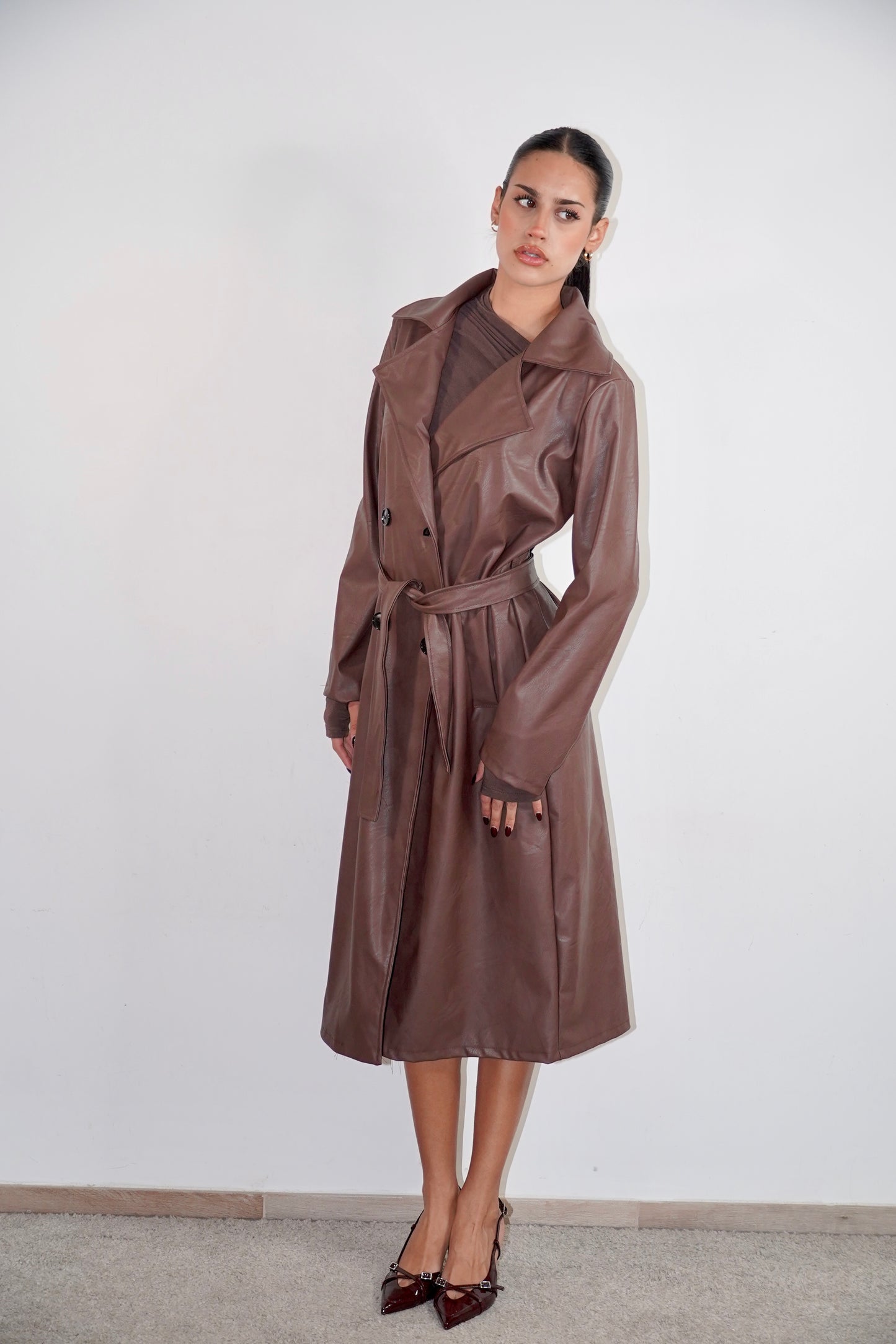 Trench mocha ecopelle