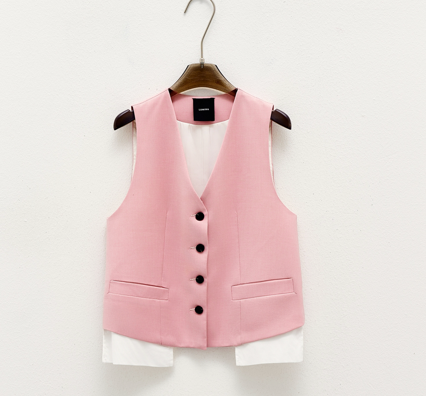 Gilet scollo V rosa Lumina