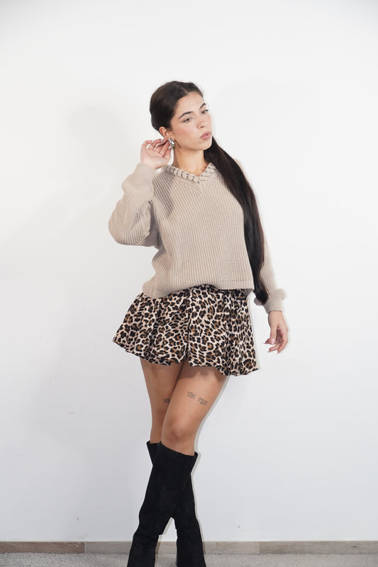 Pull Basic V Beige